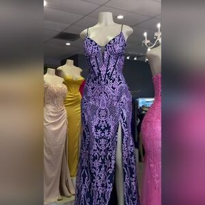 Mermaid Style Purple Black Sleeveless Prom Formal Gown Dress